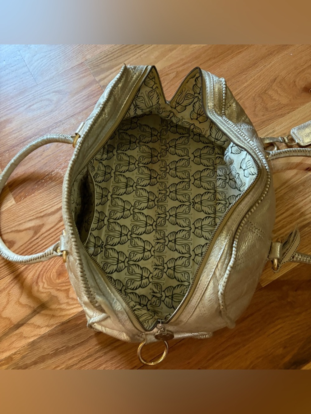 Tabitha Metallic Gold Quilted Satchel Leather - Picture 6 of 6